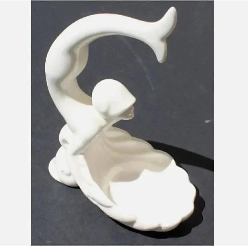 Vtg White Fitz and Floyd Arto Deco Flapper Girl Trinket Soap Dish  Stamped Japan